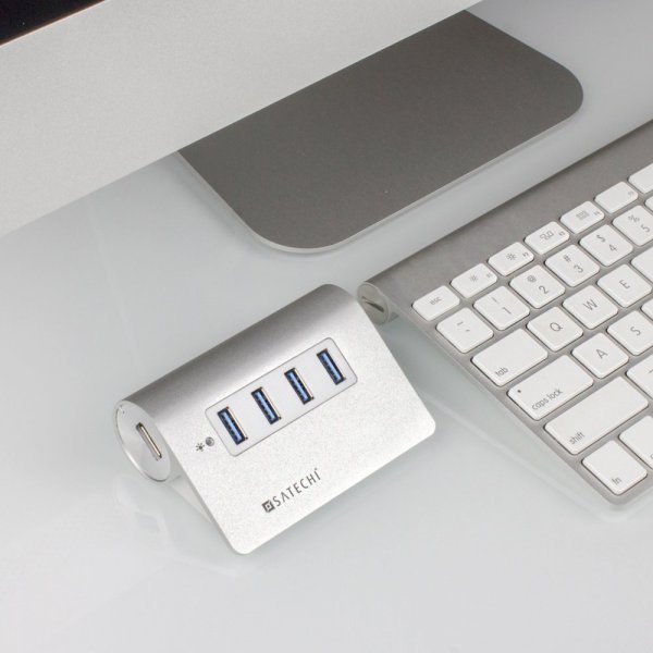 Satechi USB 3.0 -alumiinihubi 4 porttia hopea
