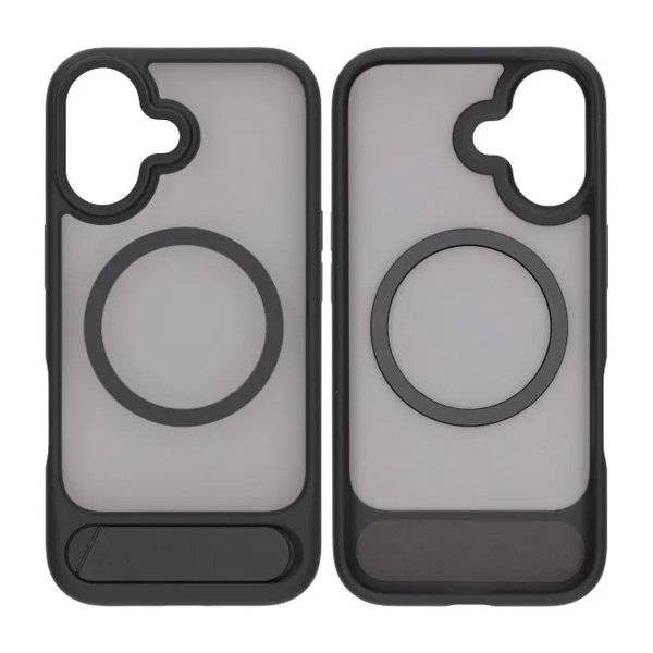 Rvelon iPhone 17 -kuori MagSafe-jalustalla, musta