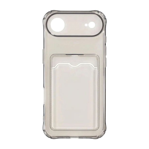 iPhone Air -kuori, korttipidike, läpinäkyvä musta