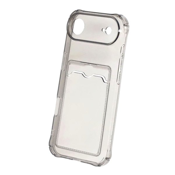 iPhone Air -kuori, korttipidike, läpinäkyvä musta