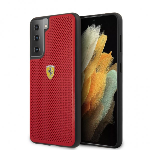 Ferrari Samsung Galaxy S21 Plus -kuori, logo, perforoitu, punainen