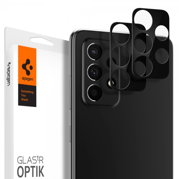 Spigen Samsung Galaxy A52/A52s 5G Kameran suojaus Glas.tR Optik 2-pakkaus Musta