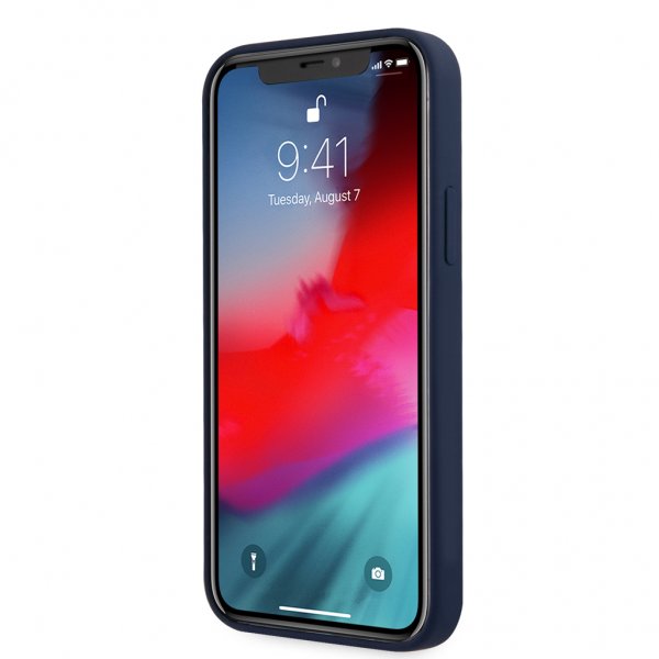 Guess iPhone 12 Pro Max Kuori Vintage Silicone Tummanharmaa