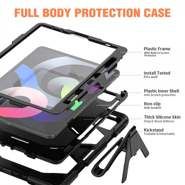 iPad Air 10.9 (sukupolvi 4/5) Suojakotelo Heavy Duty Armor Musta