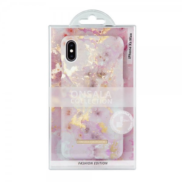 Onsala iPhone Xs Max -suojakuori, Fashion Edition, ruusukultaista marmoria