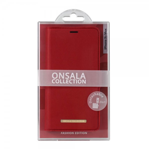 Onsala iPhone Xs Max -suojakuori Fashion Edition Irrotettava kuori Saffiano Punainen