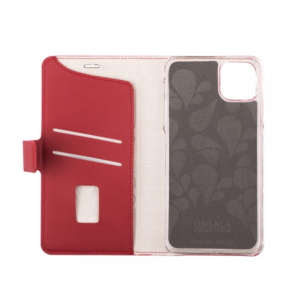 Onsala iPhone 11 Pro Max -kuoret Fashion Edition Irrotettava kuori Saffiano Punainen