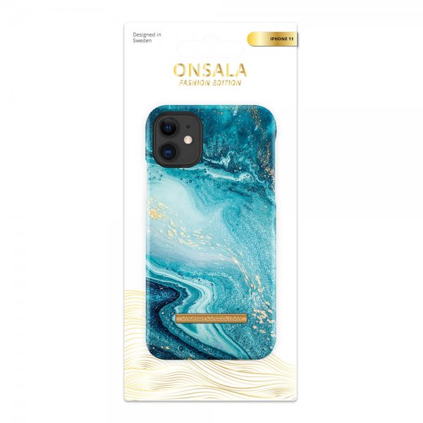 Onsala iPhone 11 -suojakuori, Fashion Edition Blue Sea Marble