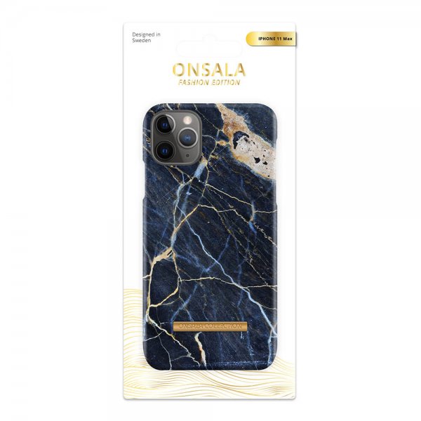 Onsala iPhone 11 Pro Max Fashion Edition -kuori, Black Galaxy Marble