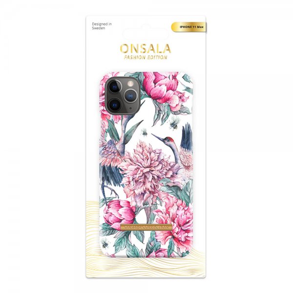 Onsala iPhone 11 Pro Max Fashion Edition Pink Crane -suojakuori