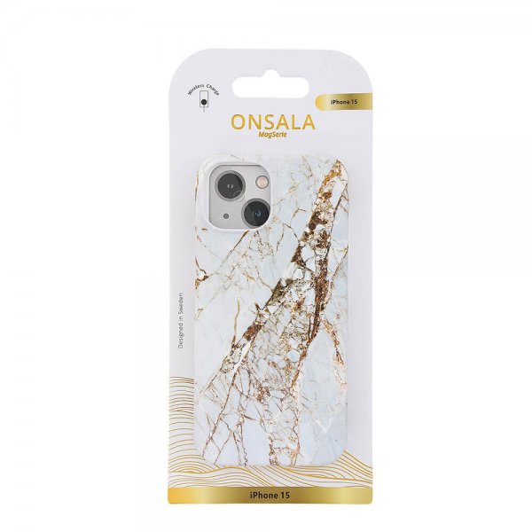 Onsala iPhone 15 -kuori MagSeries White Rhino Marble