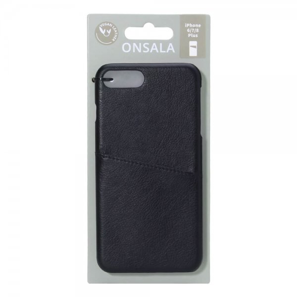 Onsala iPhone 6/6S Plus/iPhone 7 Plus/iPhone 8 Plus -kuori korttipaikalla, musta