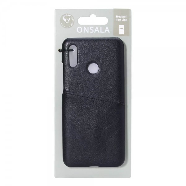 Onsala Huawei P30 Lite Kuori, jossa Korttitasku Musta