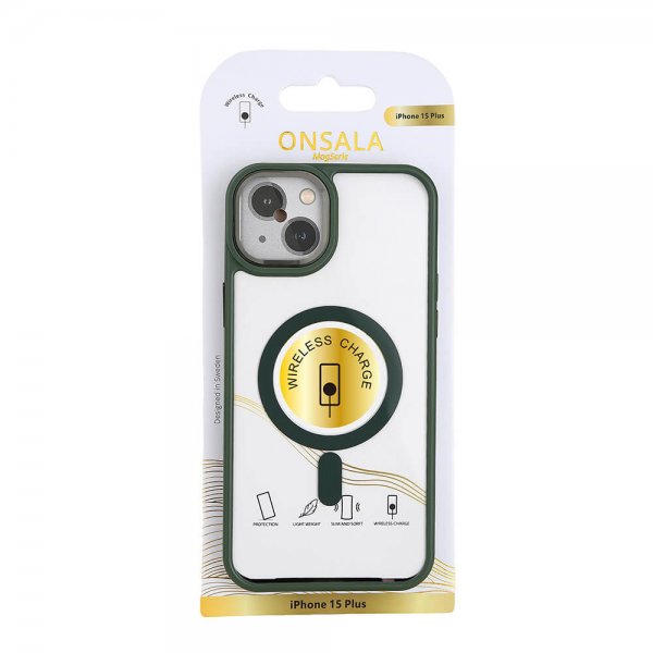 Onsala iPhone 15 Plus Suojakuori Bumper MagSeries Vihreä