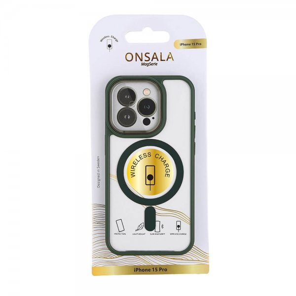 Onsala iPhone 15 Pro Kuori Bumper MagSeries Vihreä