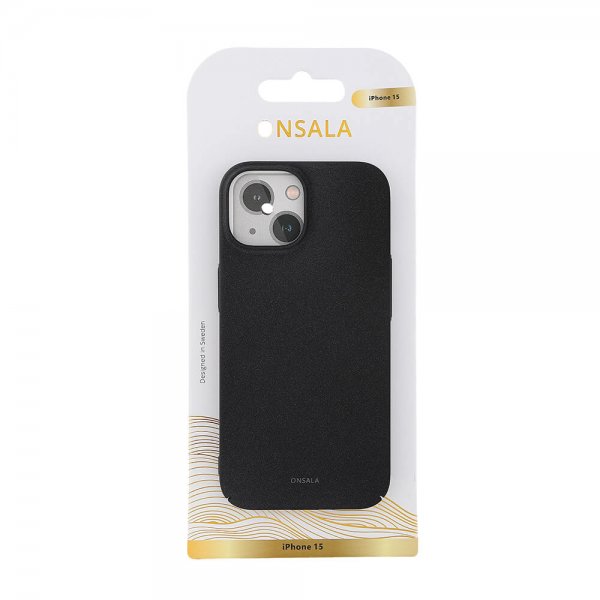 Onsala iPhone 15 Ultraslim Sand Burst -suojakuori musta