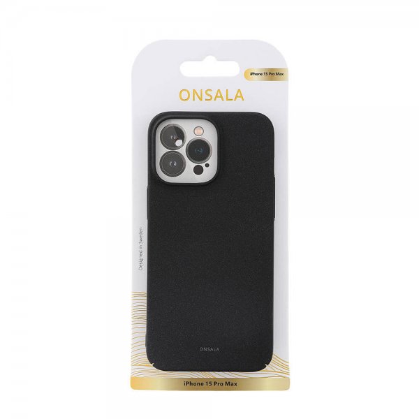 Onsala iPhone 15 Pro Max -suojakuori Ultraslim Sand Burst Musta