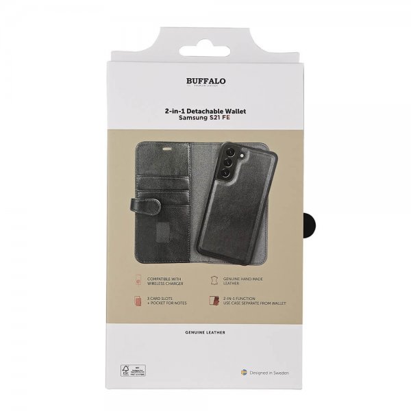 Buffalo Samsung Galaxy S21 FE 2-in-1 Irrotettava lompakkokotelo Musta