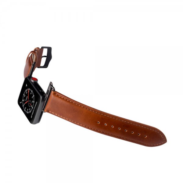 Buffalo Apple Watch 38/40/41/42mm ranneke aitoa nahkaa, ruskea