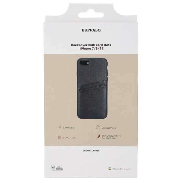Buffalo iPhone 7/8/SE Kuori Takakansi korttipaikoilla Musta
