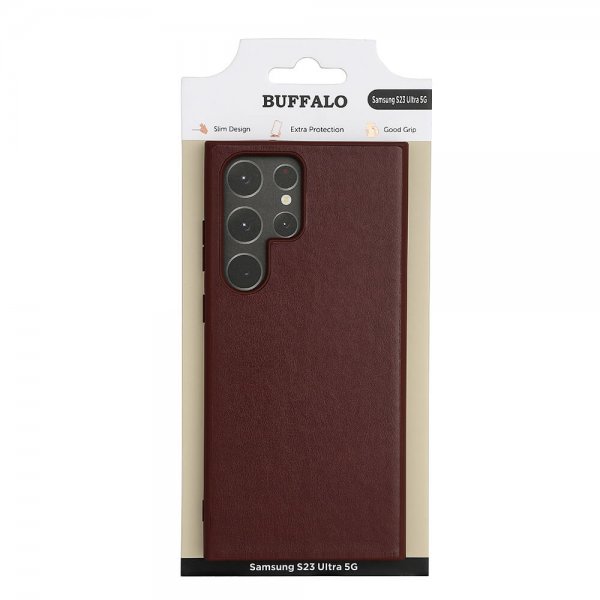 Buffalo Samsung Galaxy S23 Ultra Suojakuori PU Ruskea