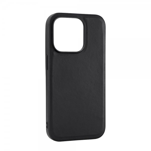 Buffalo iPhone 15 Pro -kuori, aitoa nahkaa, MagSeries, musta