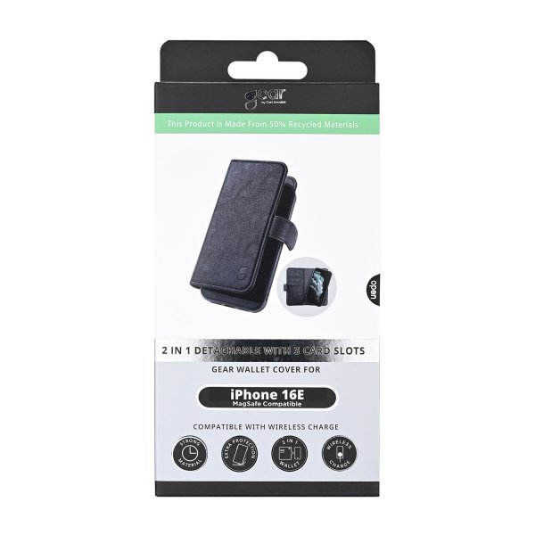 Gear iPhone 16/17 Kotelo 2-in-1 3 Korttipaikkaa MagSeries Musta