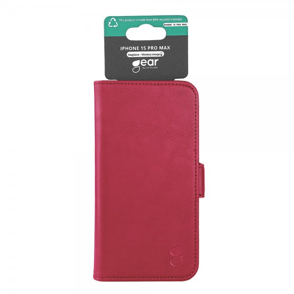 Gear iPhone 15 Pro Max Kuori 3 Korttipaikkaa MagSeries Deep Red