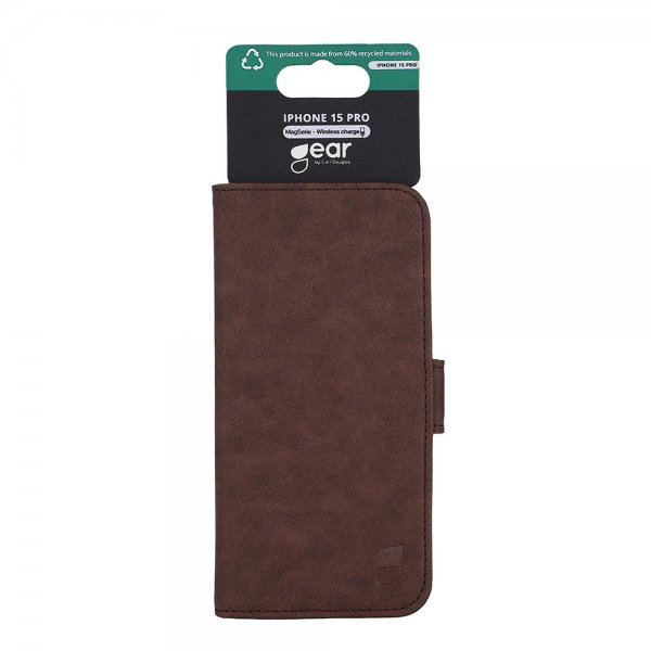 Gear iPhone 15 Pro Kotelo 3 Korttipaikkaa MagSeries Ruskea