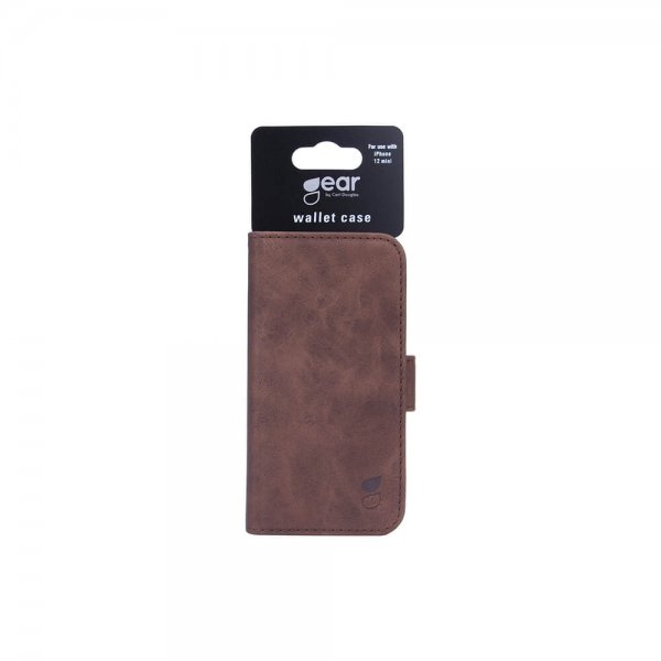 Gear iPhone 12 Mini Kotelo Mobile Wallet Nubuk Ruskea