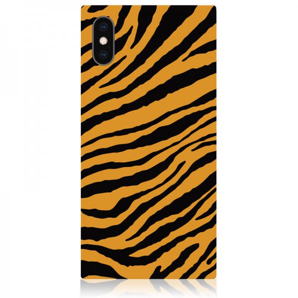 iDecoz iPhone X/Xs -suojakuori, neliömalli, Tiger