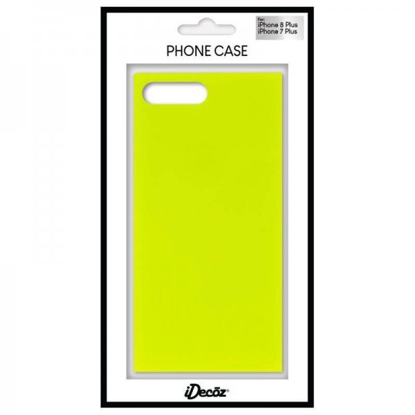 iDecoz iPhone 7 Plus/iPhone 8 Plus -suojakuori, neliömalli, neonkeltainen