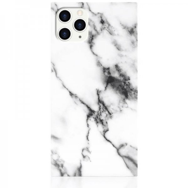 iDecoz iPhone 11 Pro Max -kuori neliönmallinen kotelo, marmorinvärinen valkoinen