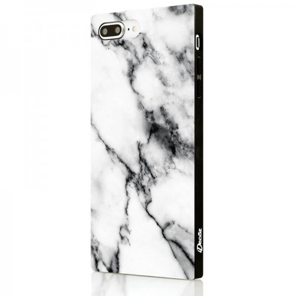 iDecoz iPhone 7 Plus/iPhone 8 Plus Neliönmuotoinen Marmorikuori Valkoinen