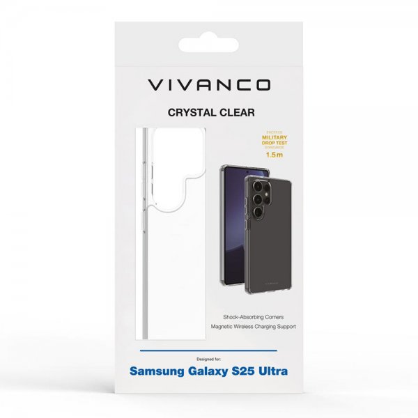 Vivanco Samsung Galaxy S25 Ultra -suojakuori, kristallinkirkas ja läpinäkyvä
