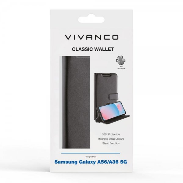 Vivanco Samsung Galaxy A36/Galaxy A56 Kotelo Classic Wallet Musta