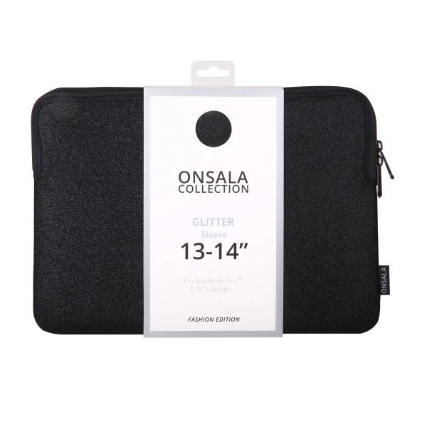 Onsala Sleeve Kannettavan tietokoneen suojakotelo Glitter 14" Musta