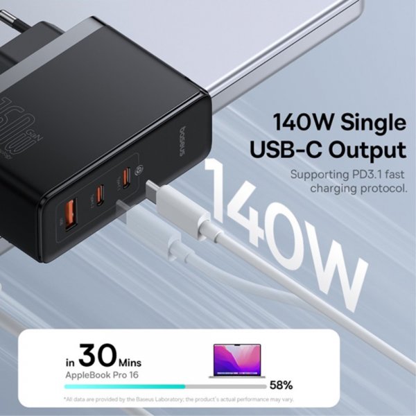 Baseus GaN5 Pro pikalaturi, 2xUSB-C ja 1xUSB-A, 160 W
