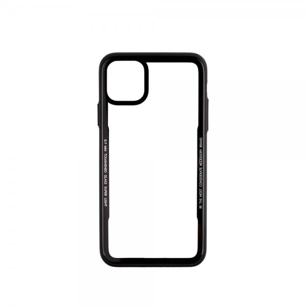 Gear iPhone 11 Pro Max -kuori karkaistua lasia, kirkas musta