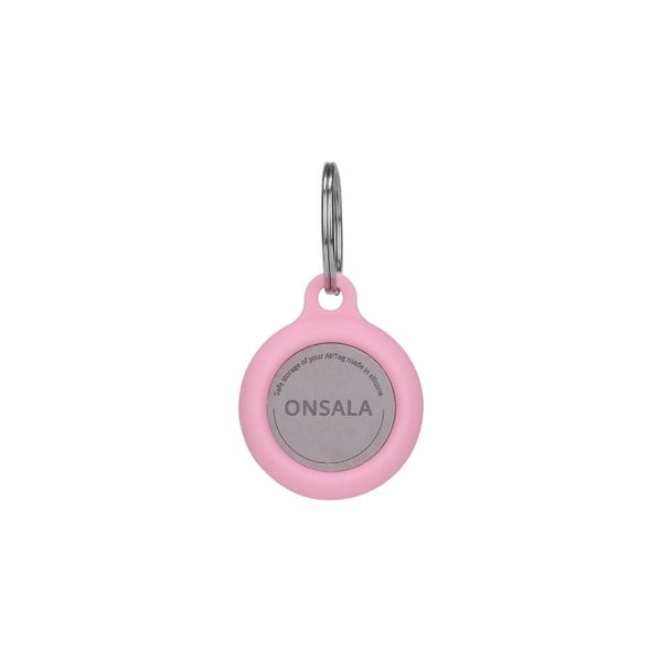 Onsala Apple AirTag-silikonpidike avaimenperällä, pinkki
