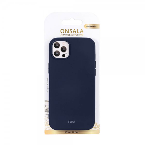 Onsala iPhone 14 Plus -silikonikuori, tummansininen