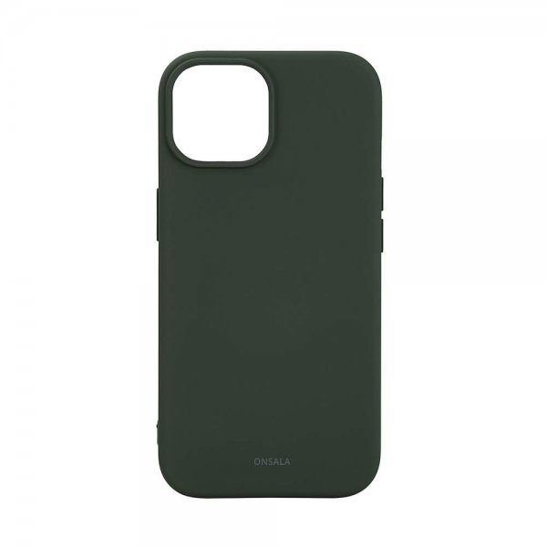 Onsala iPhone 15 Kuori Silikoni Touch MagSeries Oliivinvihreä