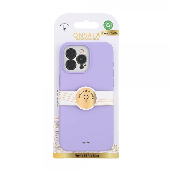 Onsala iPhone 15 Pro Max Kuori Silicone Touch MagSeries Violetti