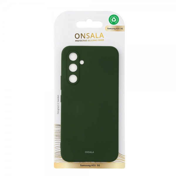 Onsala Samsung Galaxy A55 Kuori Silikonituntuma Oliivinvihreä