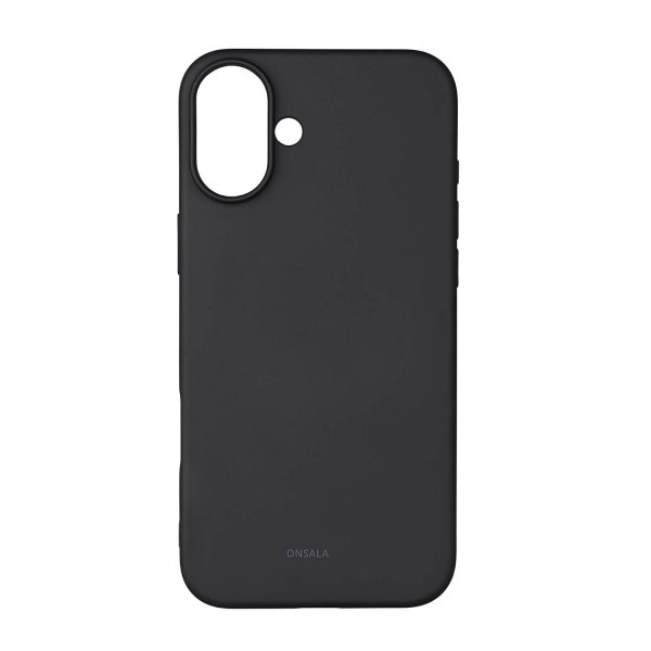Onsala iPhone 16 Plus Silikonisuojakuori Musta