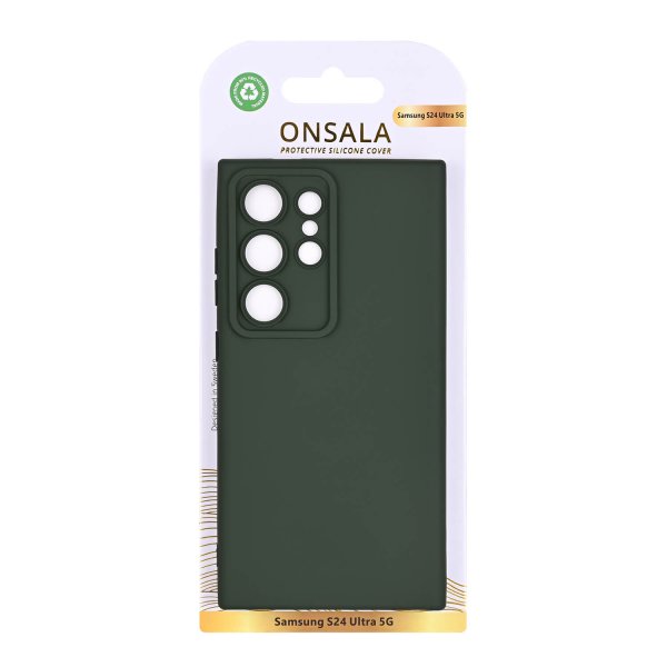 Onsala Samsung Galaxy S24 Ultra -silikonikuori, oliivinvihreä