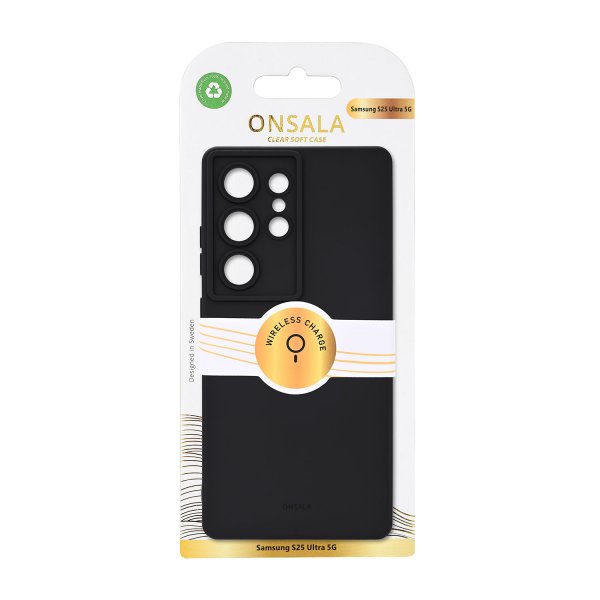 Onsala Samsung Galaxy S25 Ultra -kuori, silikonituntuma, musta
