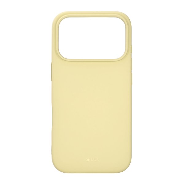 Onsala iPhone 17 Pro -kuori silikonituntumalla, Lemon