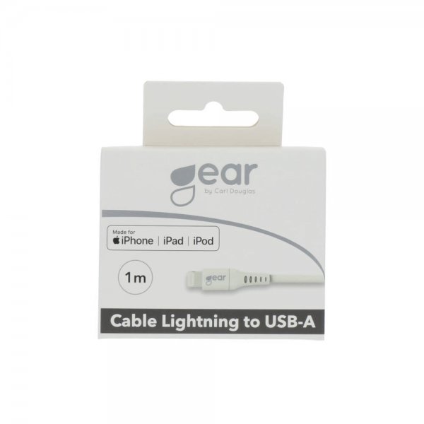 Gear Latauskaapeli Lightning–USB-A 1m MFI Valkoinen