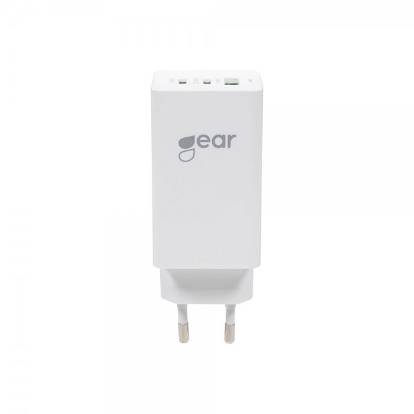 Gear-laturi GAN 2xUSB-C + 1xUSB-A PD 65W, valkoinen